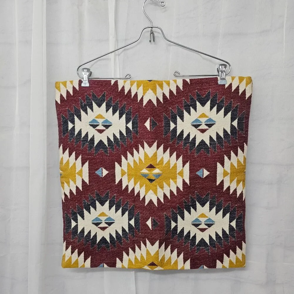 Ikea Fransine Pillow Cover Tapestry Burgundy Mustard Zip 20